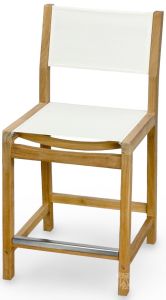 Solid Teak Wood Outdoor Pearl Counter Stool in White