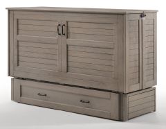 Parawood Poppy Queen Size Cabinet Style Murphy Bed & Mattress in Brushed Driftwood Finish