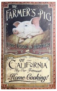 Vintage Style Solid Wood Sign Farmer's Cow