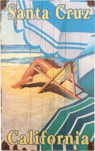 Vintage Style Solid Wood Sign Three Umbrellas