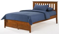 Solid Parawood Rosemary Shaker Twin Panel Bed in Cherry Finish