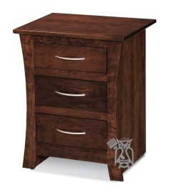 Amish Crafted Solid Premium Cherry Wood Garrett 3 Drawer Nightstand in Mocha Nut Finish