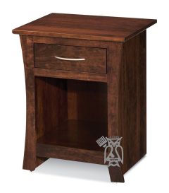 Amish Crafted Solid Premium Cherry Wood Garrett 1 Drawer Nightstand in Mocha Nut Finish
