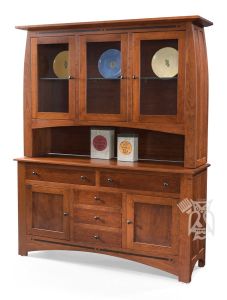 Amish Crafted Solid Cherry Wood Aspen Buffet & China Set in Michaels Finish
