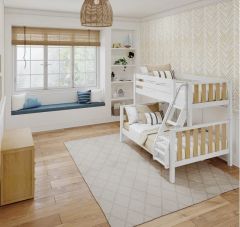 Solid Wood Framed Modern Medium Twin over Full Bunk Bed