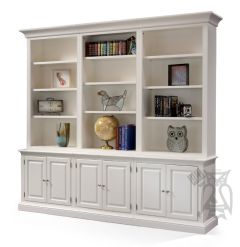 California Made Vernalis 6 Piece Bookcase Console & Hutch Wall Unit in White Finish