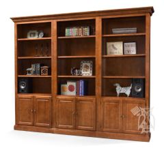 California Made Maple Wood Madison Style Bookcase Wall Unit with Doors
