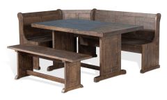 Mahogany Wood Homestead Corner Dining Nook With Storage in Tobacco Leaf Finish