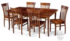 Custom Built Solid Brown Maple Wood Amish Crafted Millcreek 84" Extension Table & Chair Set in Michaels Finish