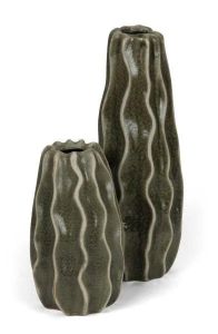 Large Green Ripple Vase