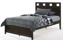 Solid Parawood Tamarind Full Size Panel Bed in Chocolate Finish