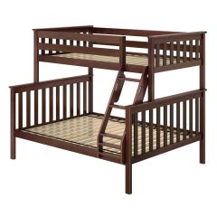 Solid Pine Wood Twin over Full Bunk Bed in Espresso Finish