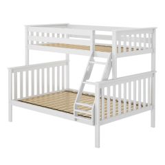 Solid Pine Wood Twin over Full Bunk Bed in White Finish