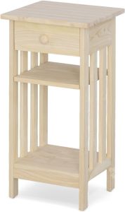 Solid Parawood Wood Mission Telephone Stand in Unfinished