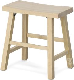 Solid Parawood Wood Saddle stool 18"h Unfinished