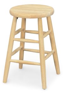 Solid Parawood Wood Round Scooped Seat Counter Stool 24"h Unfinished