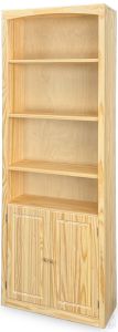 Solid Pine Wood Unfinished Modern Style Bookcase 30" wide x 84" High With Doors
