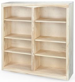Solid Pine Wood Unfinished Modern Style Bookcase 48" wide x 48" high