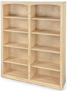 Solid Pine Wood Unfinished Modern Style Bookcase 48" Wide x 60" High