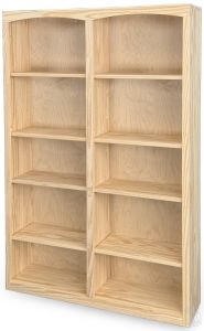 Solid Pine Wood Unfinished Modern Style Bookcase 48" Wide x 72" High