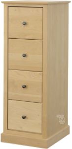 Solid Alder Wood Shaker 4 Drawer Executive File Cabinet in Unfinished