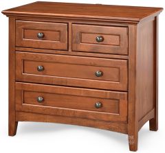 Alder Wood McKenzie 4 Drawer Extra Wide Nightstand in Glazed Antique Cherry Finish
