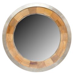 Solid Wood Wall Mirror with Silver Accent