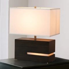 20" Zen Ebony Brass Linen Table Lamp