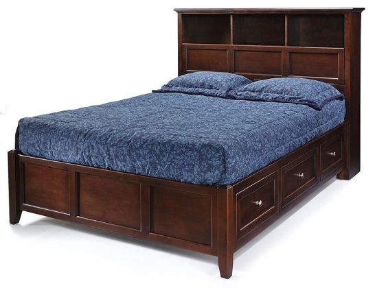 Alder Wood Mckenzie Queen Storage Bed, Queen Size Bed With Storage Headboard