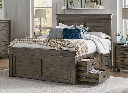 Solid Reclaimed Pine Wood Glacier Point, Storage Bed King Size Wood