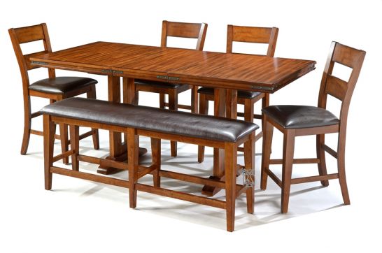 High Dining Table Bench Stool Set, Long Dining Table With Bench